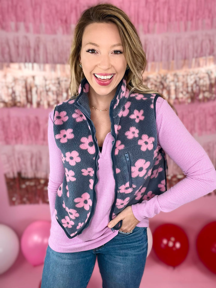 Pretty in Print Fleece Vest