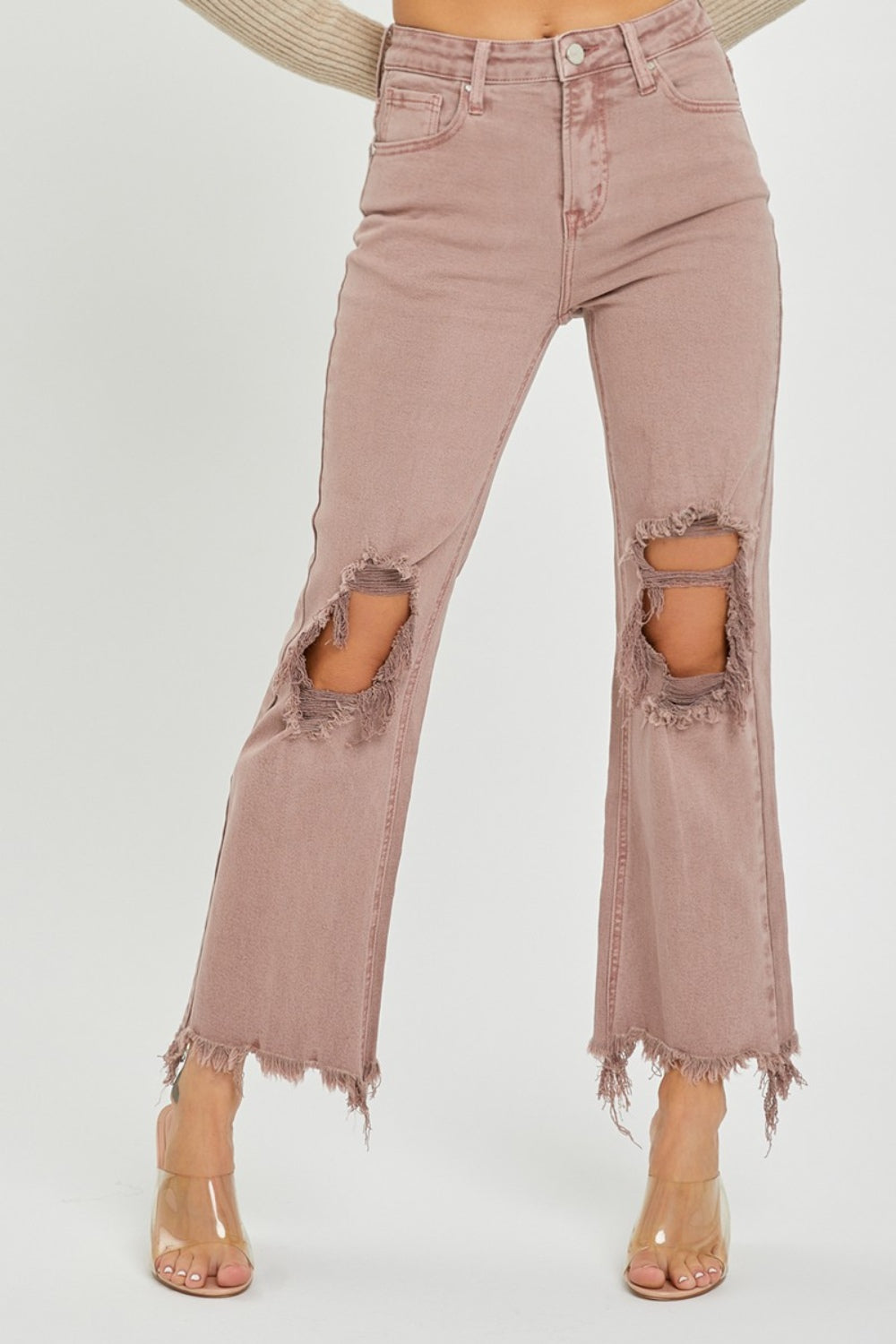 Savannah Destroyed Ankle Denim by Risen in Mauve