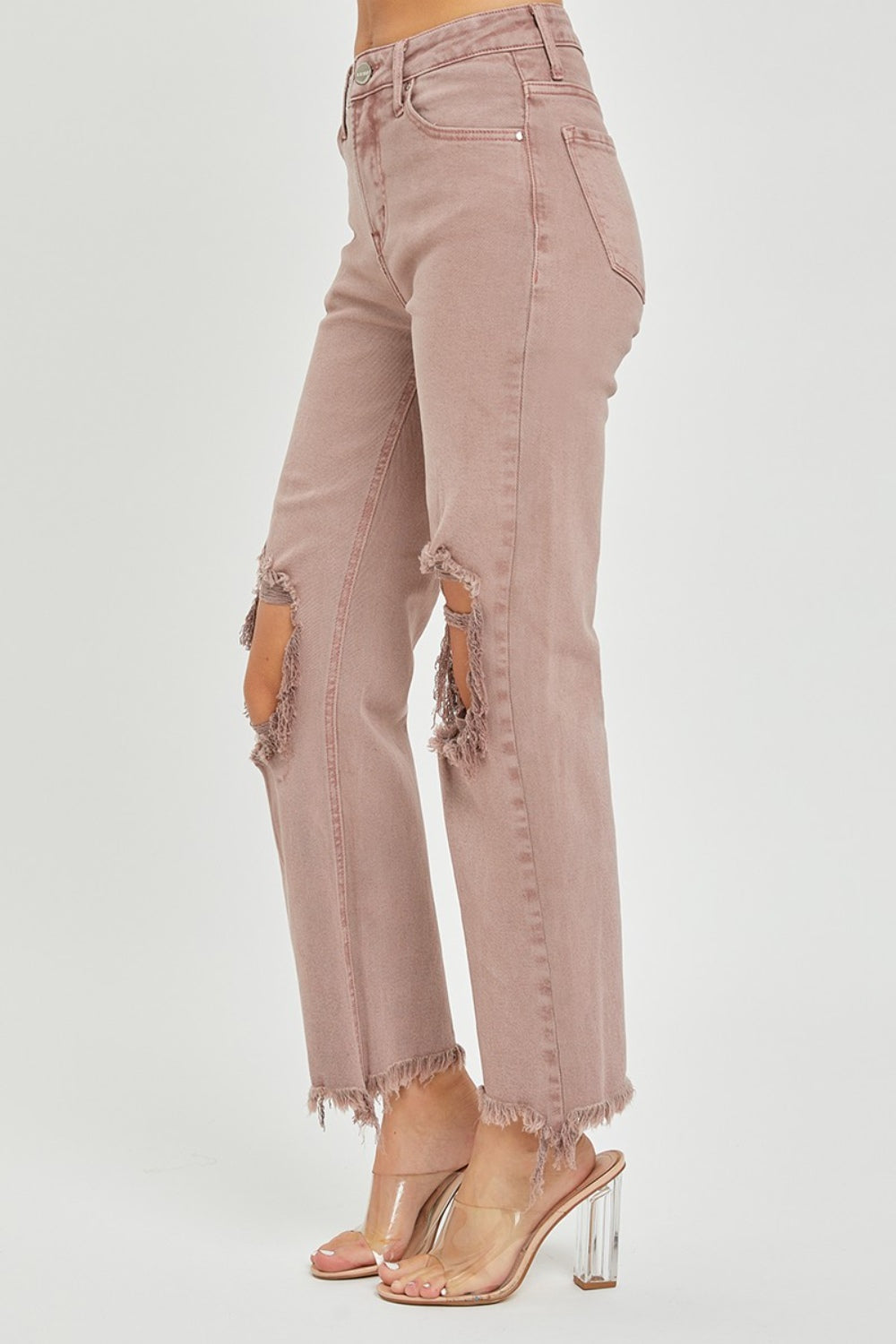 Savannah Destroyed Ankle Denim by Risen in Mauve