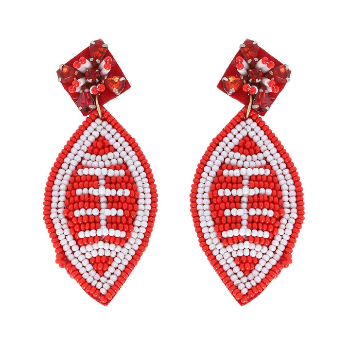 Beaded Football Post Earrings