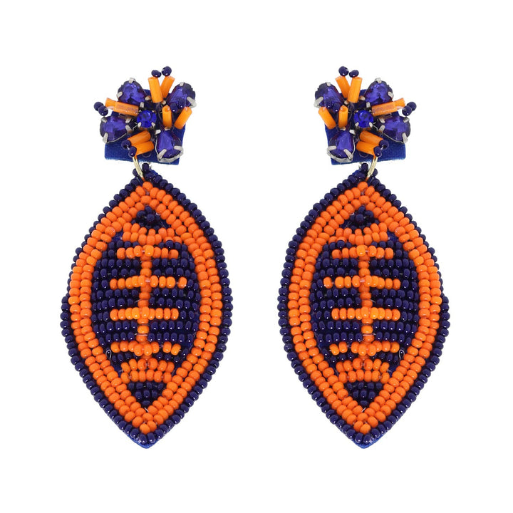 Beaded Football Post Earrings