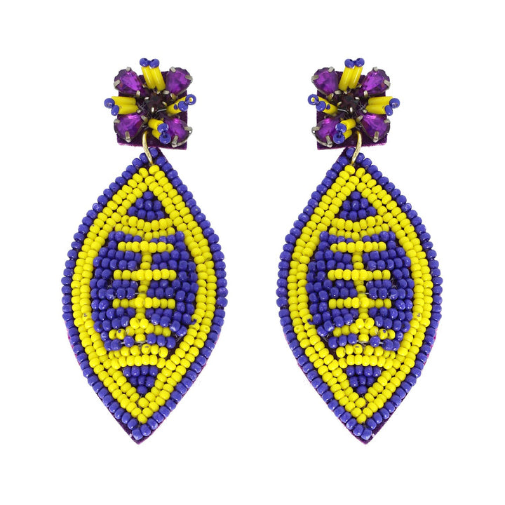 Beaded Football Post Earrings