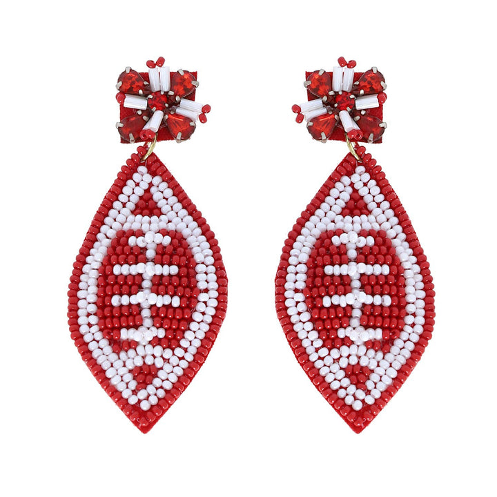 Beaded Football Post Earrings