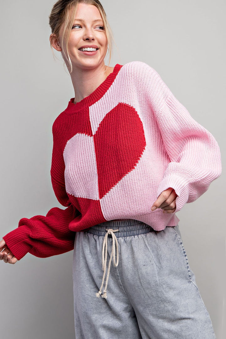 Two Tone Heart Sweater- 2 Options