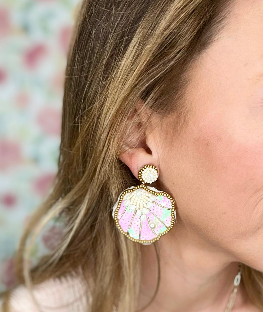 Sequin Scallop Earrings