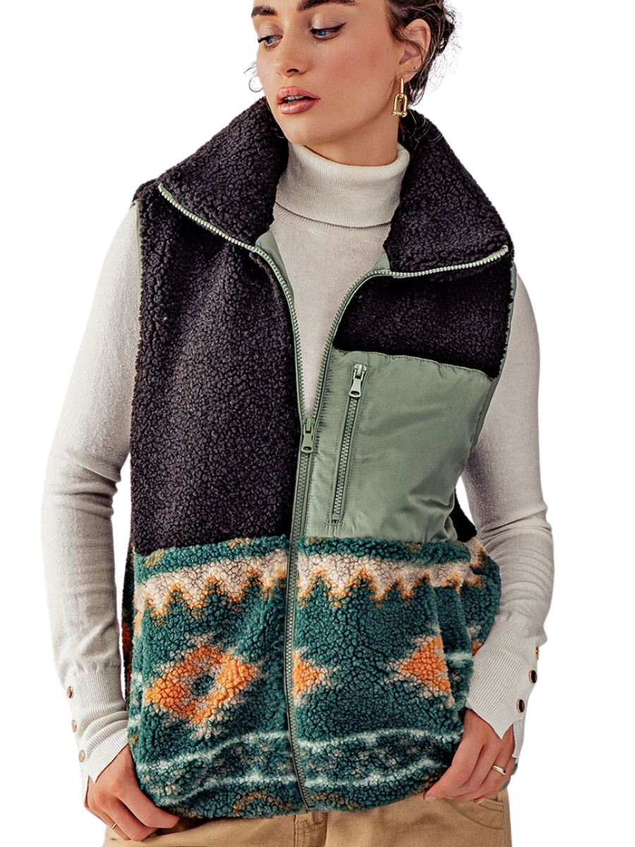 Take the Trip Aztec Sherpa Vest