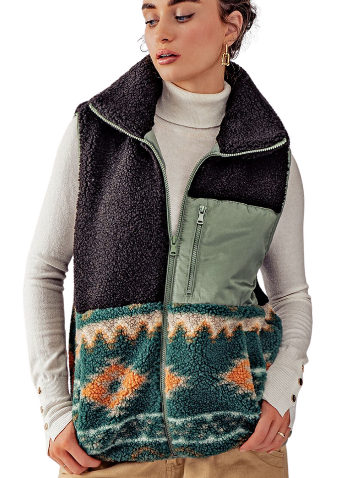 Take the Trip Aztec Sherpa Vest