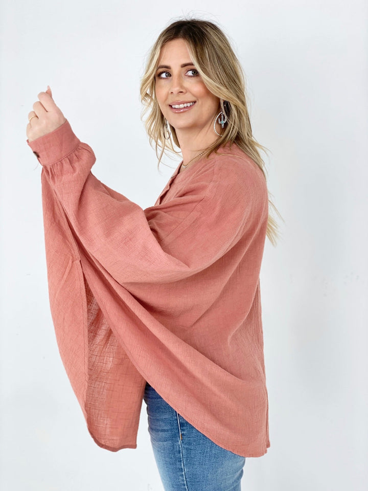 Flaunt It Linen Oversized Top