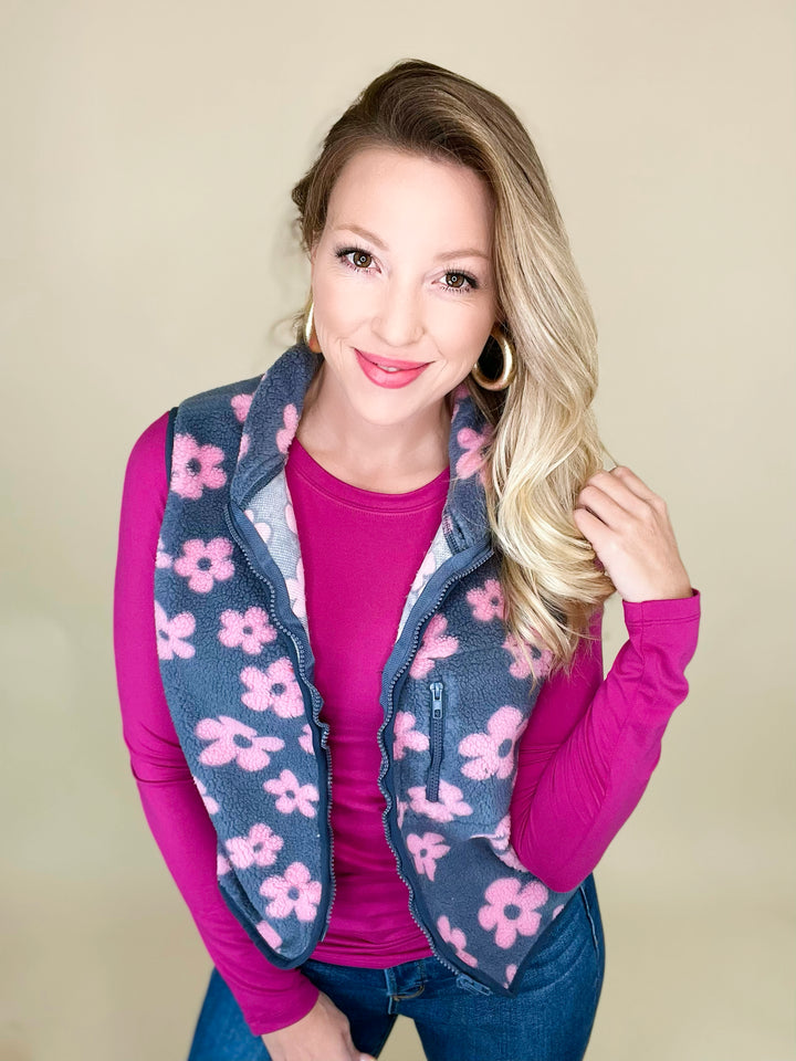 Pretty in Print Fleece Vest