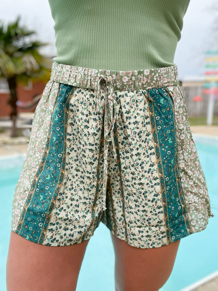 Go With The Flow Mixed Floral Shorts