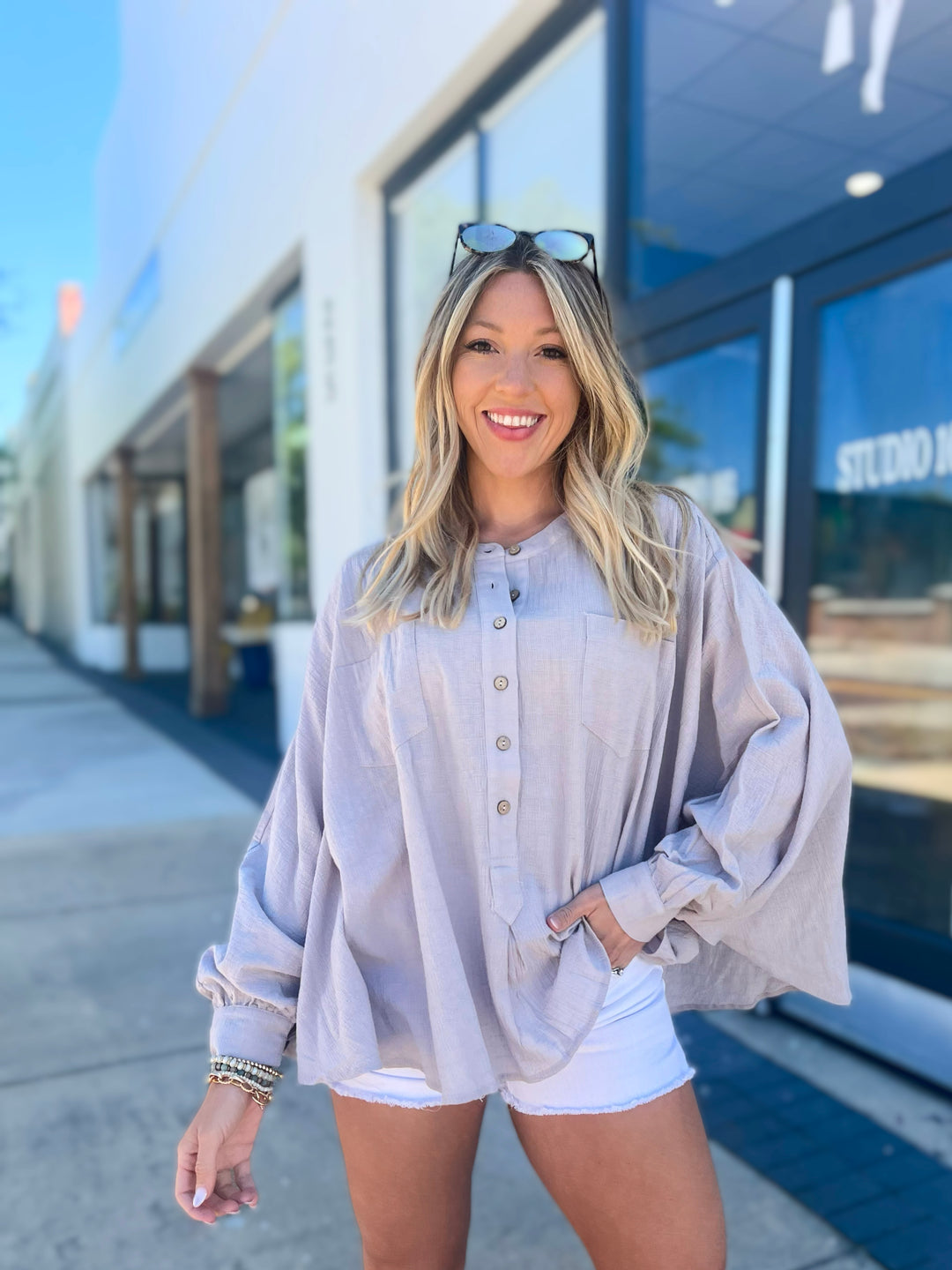 Flaunt It Linen Oversized Top