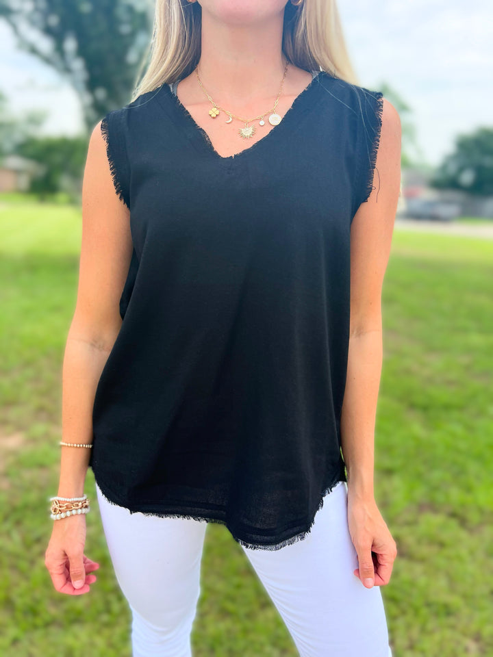 Lanie Linen Frayed Edge Tank