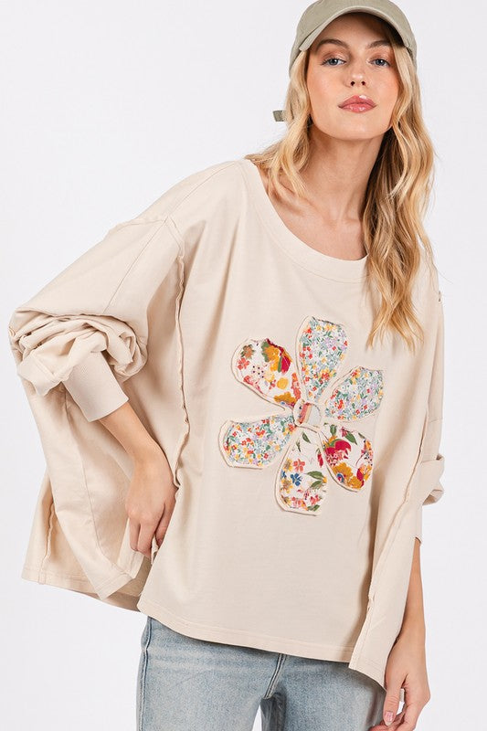 SAGE + FIG Flower Patch Dropped Shoulder Oversize Top