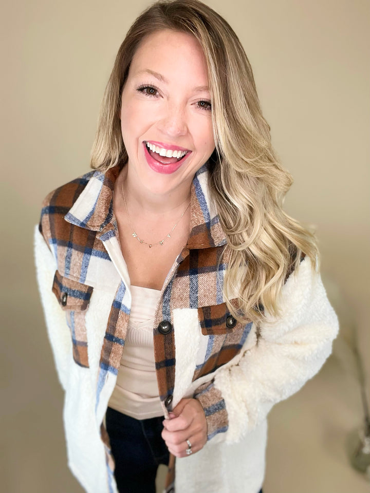 Pretty in Plaid Sherpa Contrast Jacket