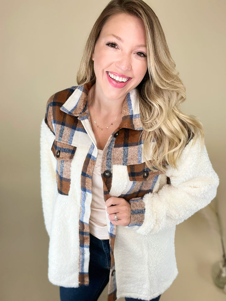 Pretty in Plaid Sherpa Contrast Jacket