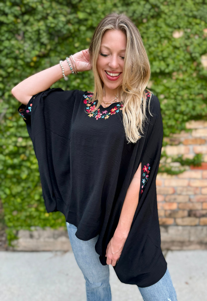 For What It's Worth Floral Poncho- 2 Colors