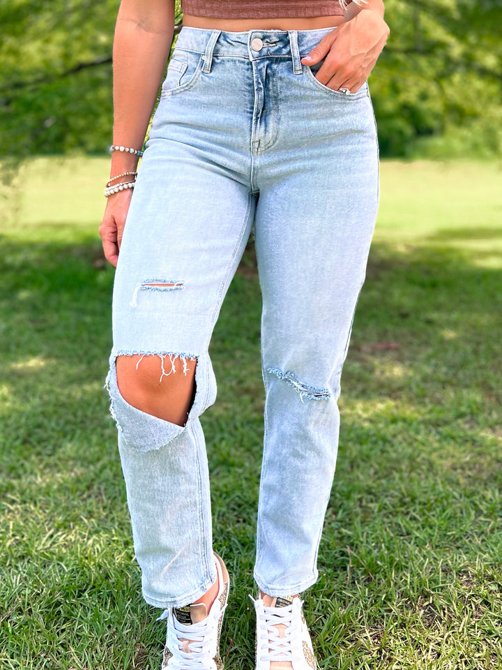 Vintage Girl High Rise Distressed Relaxed Jeans by Risen