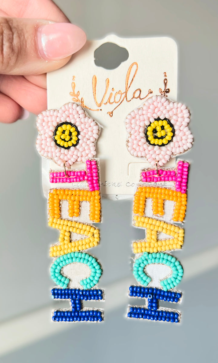 Teach Beaded Earrings