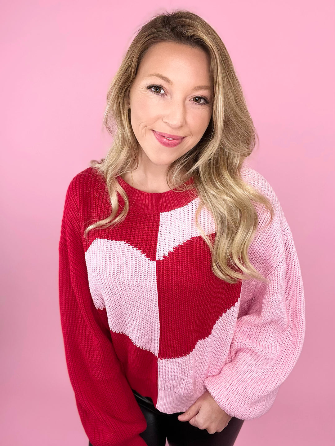 Two Tone Heart Sweater- 2 Options