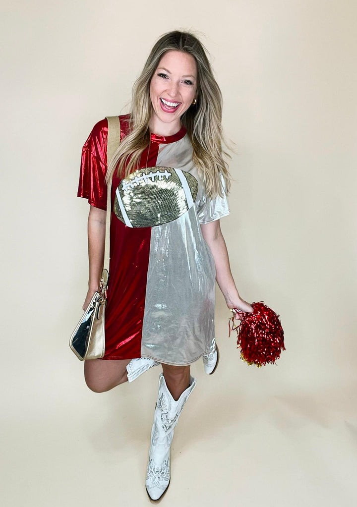 Lights Out Game Day Metallic Dress