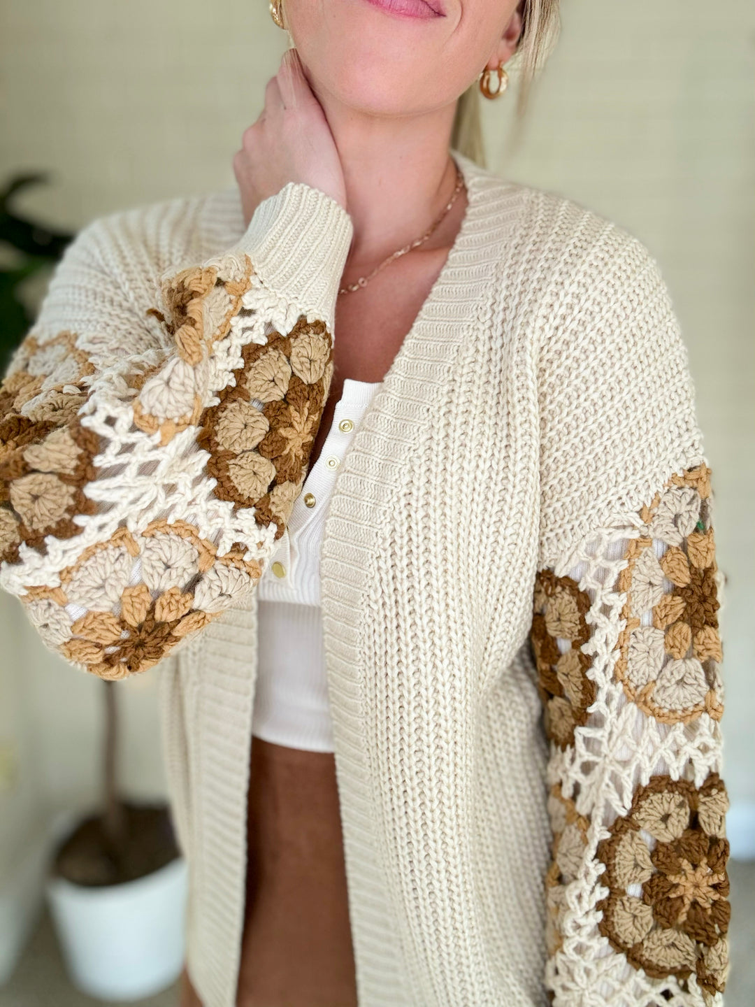 Sweet As Can Be Crochet Sleeve Cardigan