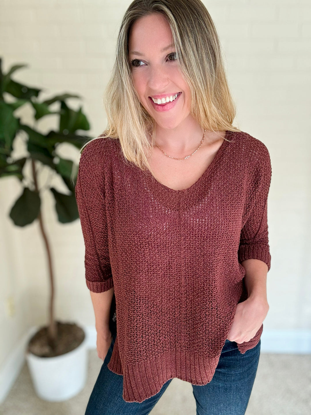 Evolution Loose Fit Sweater- Burgundy