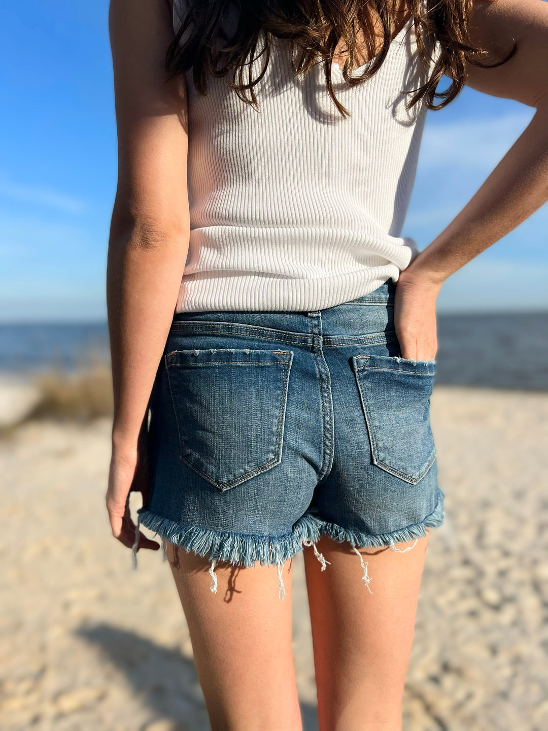 Boardwalk Babe Frayed Denim Shorts