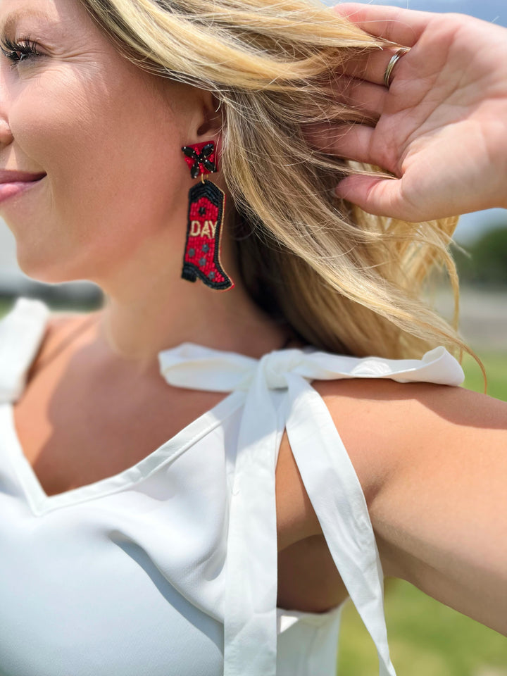 Game Day Boot Beaded Earrings