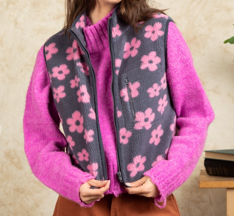 Pretty in Print Fleece Vest