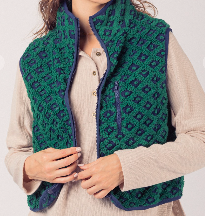 Pretty in Print Fleece Vest