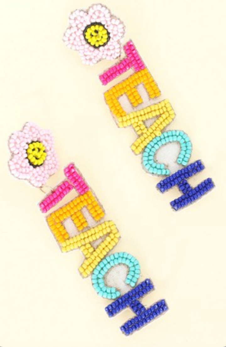 Teach Beaded Earrings