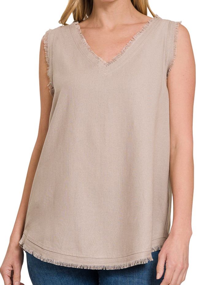 Lanie Linen Frayed Edge Tank