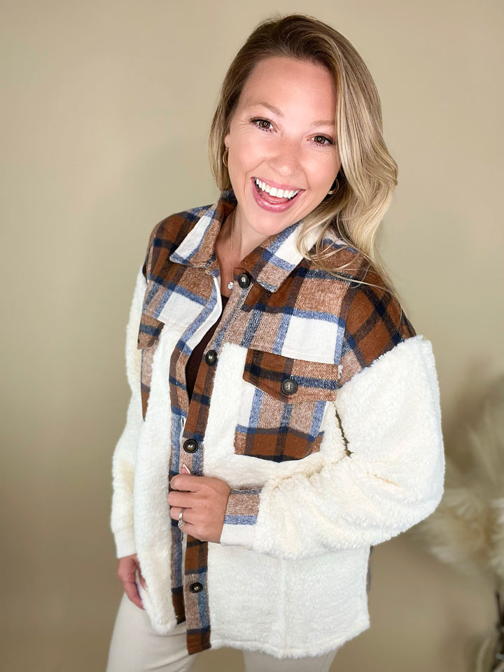 Pretty in Plaid Sherpa Contrast Jacket