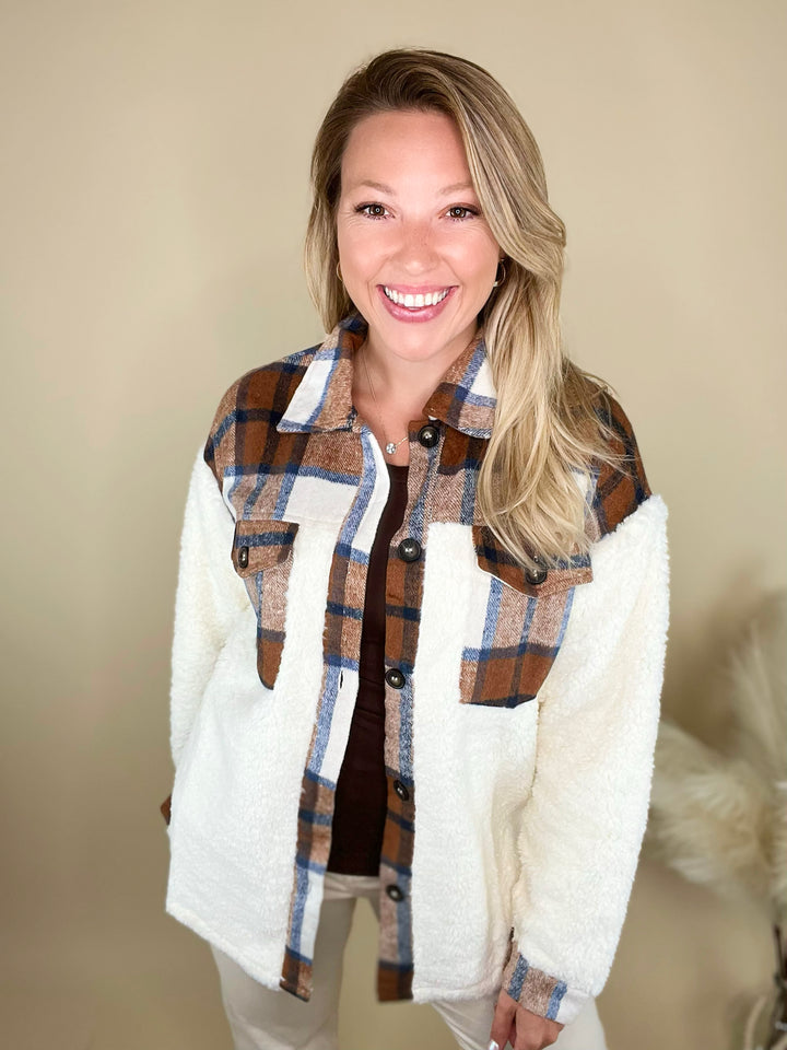 Pretty in Plaid Sherpa Contrast Jacket