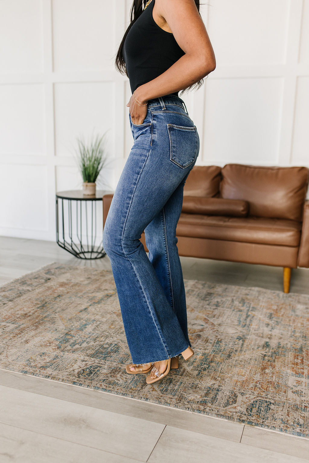 Layla High Rise Raw Hem Flare Jeans