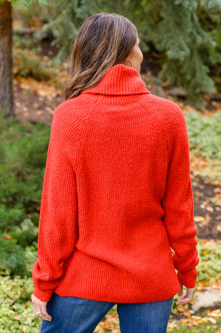 Steady Pace Roll Neck Sweater In Red