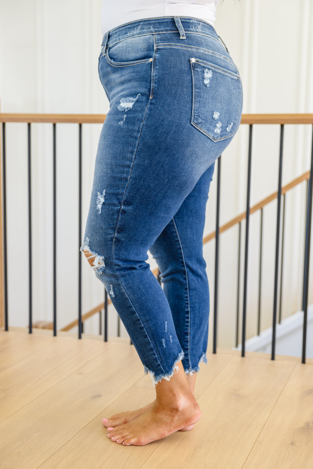 Tamara Mid Rise Raw Hem Jeans